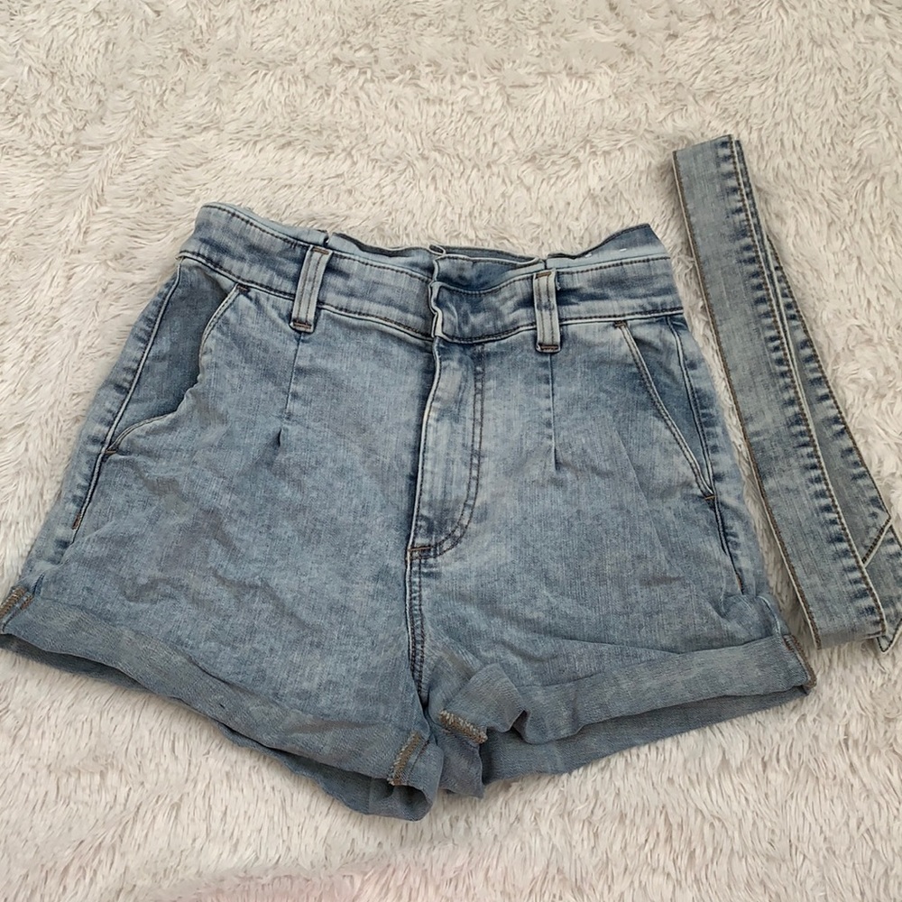 Express Light Wash Paperbag Shorts
